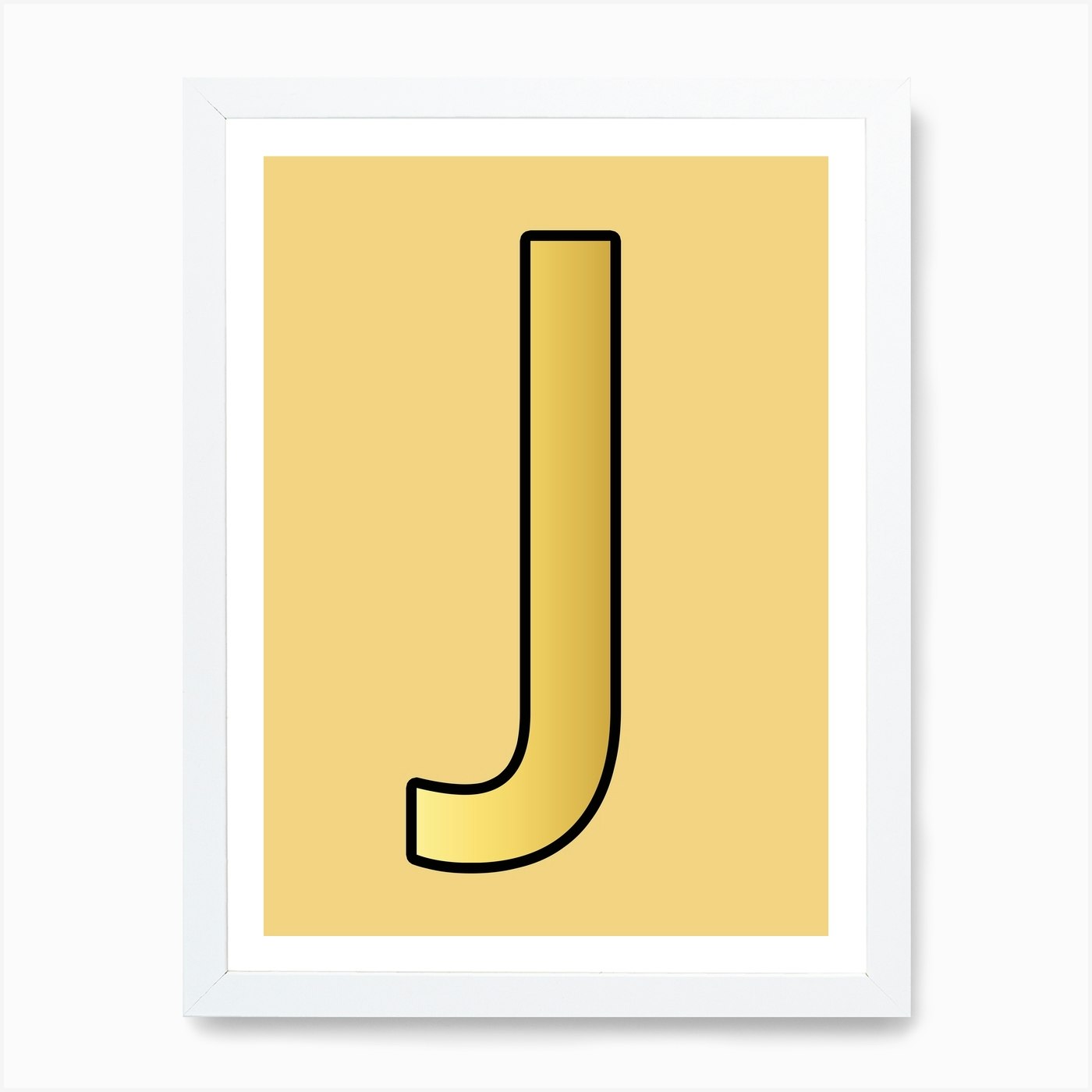 letter j gold alphabet yellow art print by mambo fy