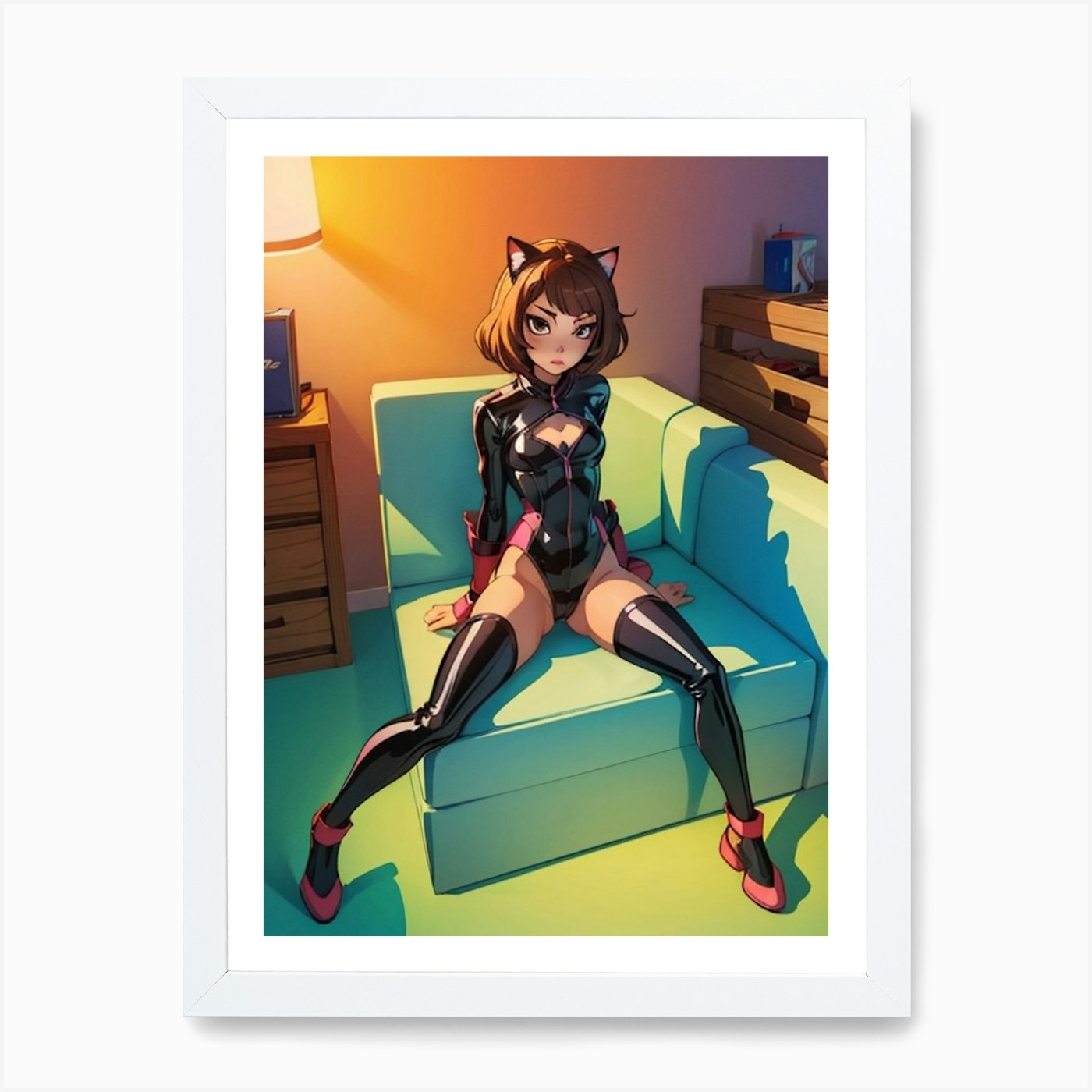 Tired catwoman Art Print Framed Wall Art Poster Canvas Print Picture - Picture 3 of 4