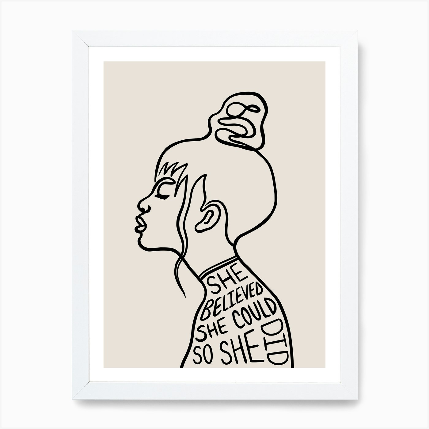 She Believed She Could So Did Art - Print She White Imprints by Fy Buffalo