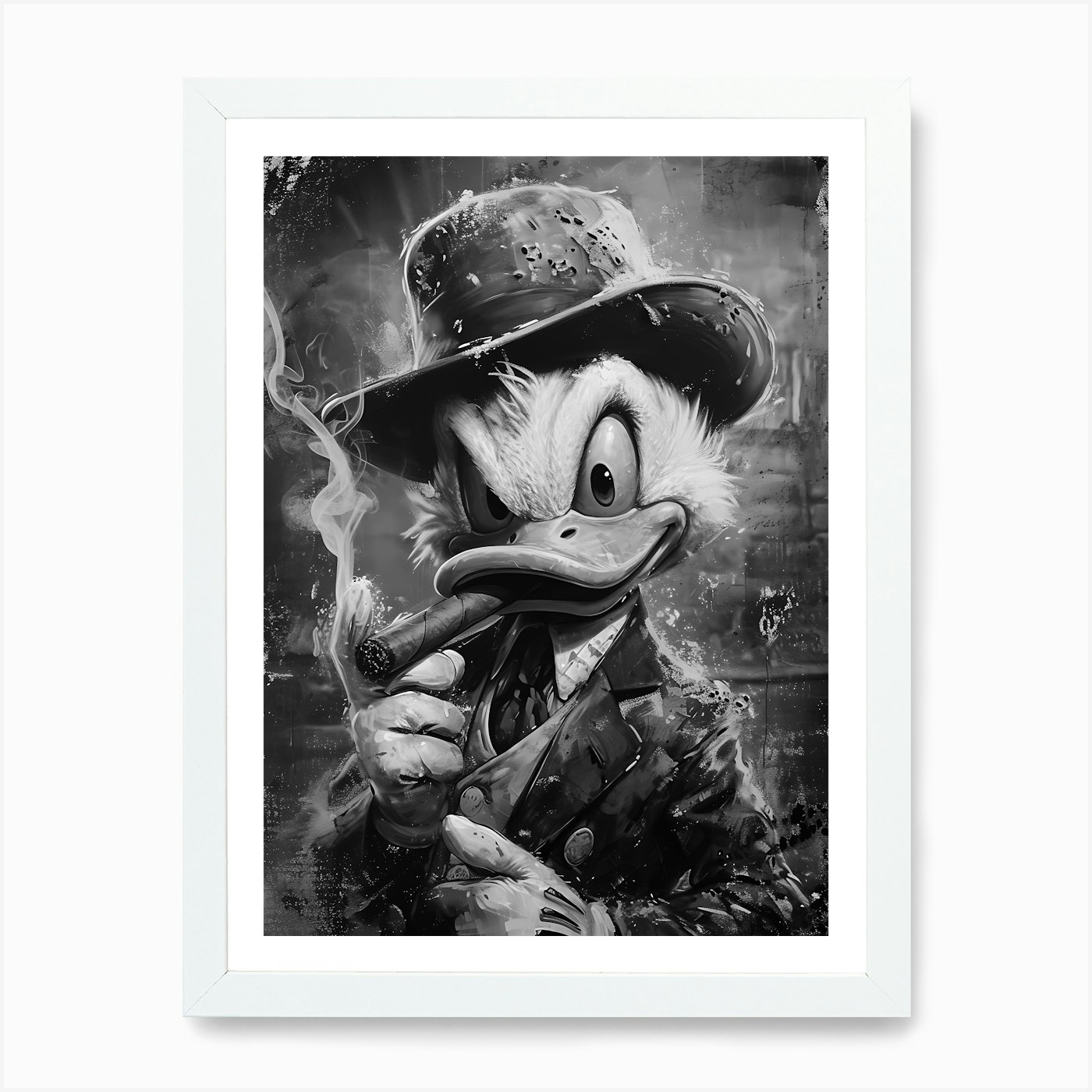 Donald Duck Smoking A Cigarette Art Framed Wall Art Poster Canvas Print Picture - Picture 3 of 4