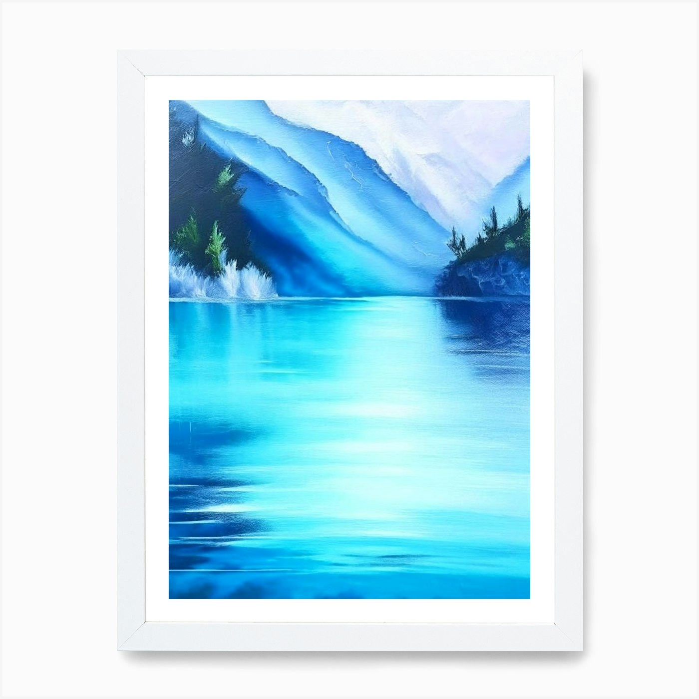Blue Lake Landscapes Waterscape Mar Framed Wall Art Poster Canvas Print Picture - Picture 3 of 4