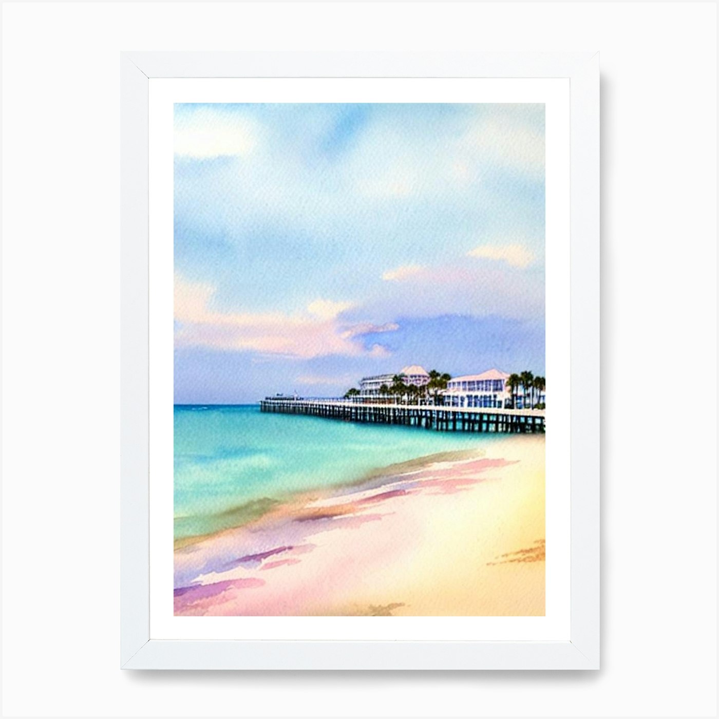 St Pete Beach, Florida Watercolour Framed Wall Art Poster Canvas Print Picture - Picture 3 of 4
