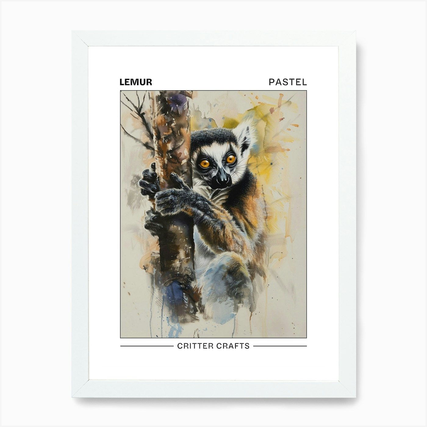 Lemur Pastel Watercolour 3 Poster A Framed Wall Art Poster Canvas Print Picture