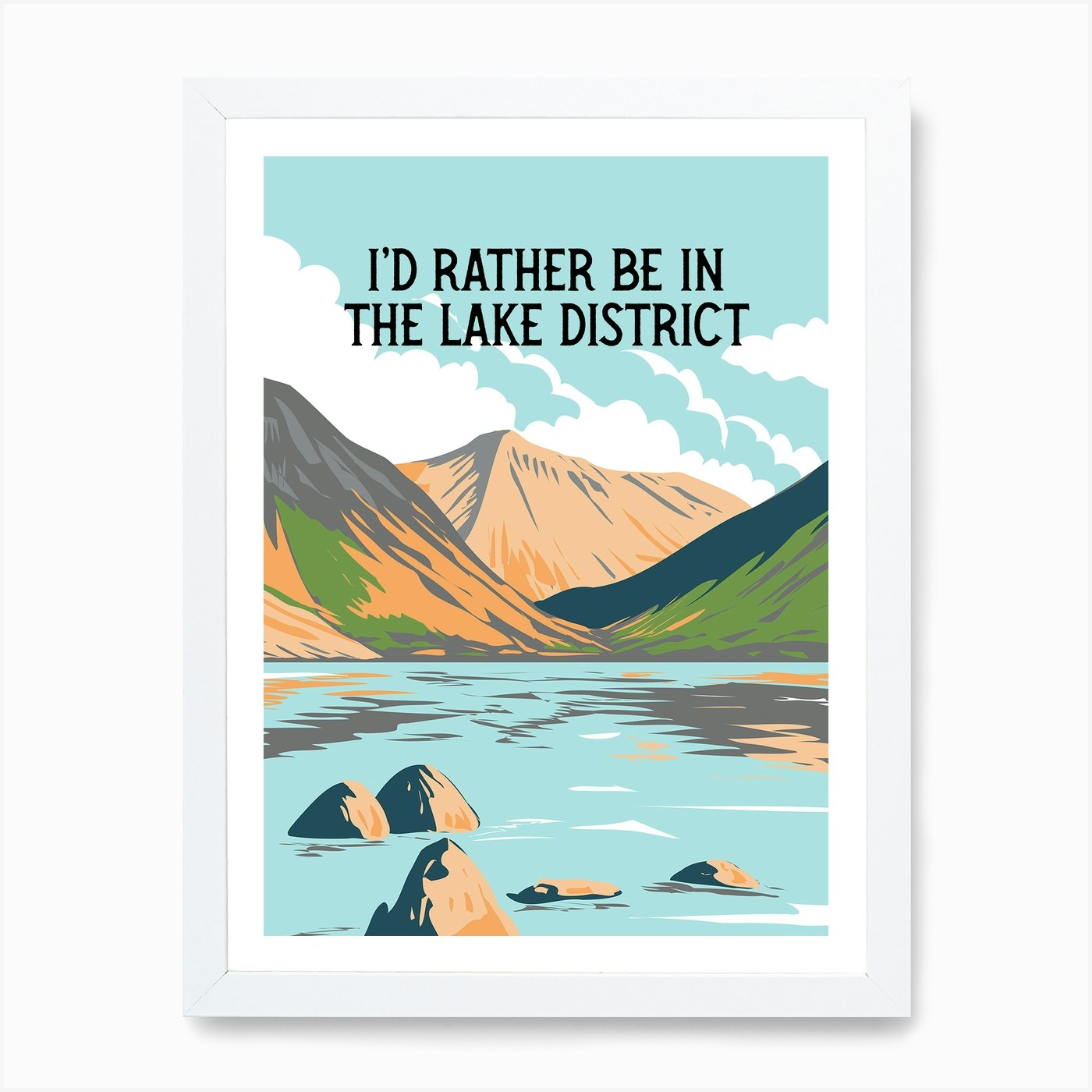 I D Rather Be In The Lake District Framed Wall Art Poster Canvas Print Picture - Picture 3 of 4