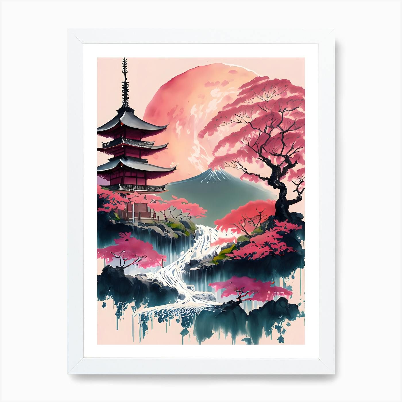 Japanese Landscape Painting (6) Art Print by 1xMerch Fy
