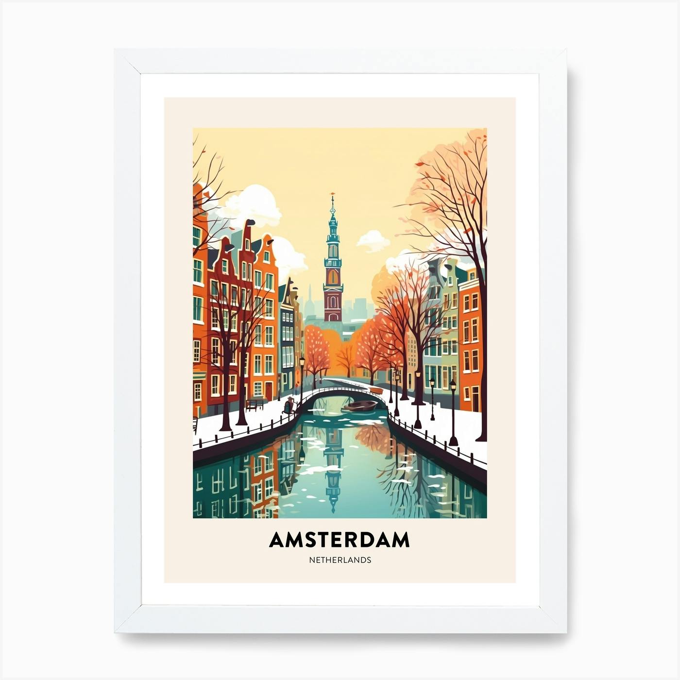 Amsterdam City Low Poly (7) Art Print by 1xMerch - Fy