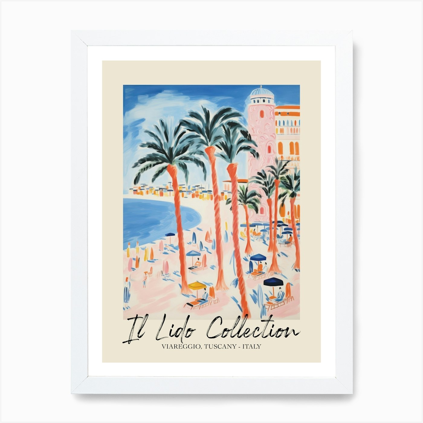 Viareggio, Tuscany Italy Il Lido Framed Wall Art Poster Canvas Print Picture - Picture 3 of 4