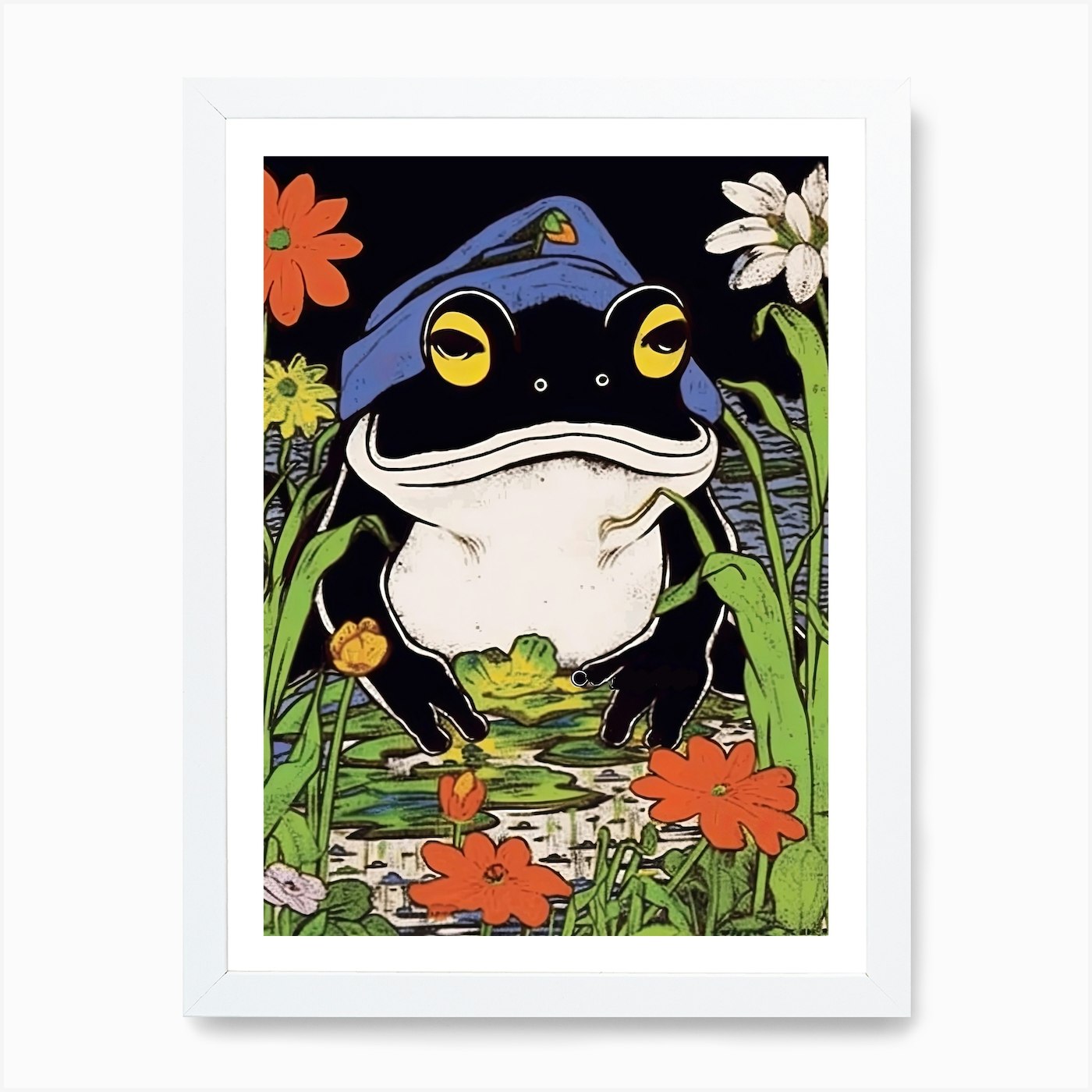 Frog In The Garden, Matsumoto Hoji Inspired Japanese 12 Art Print