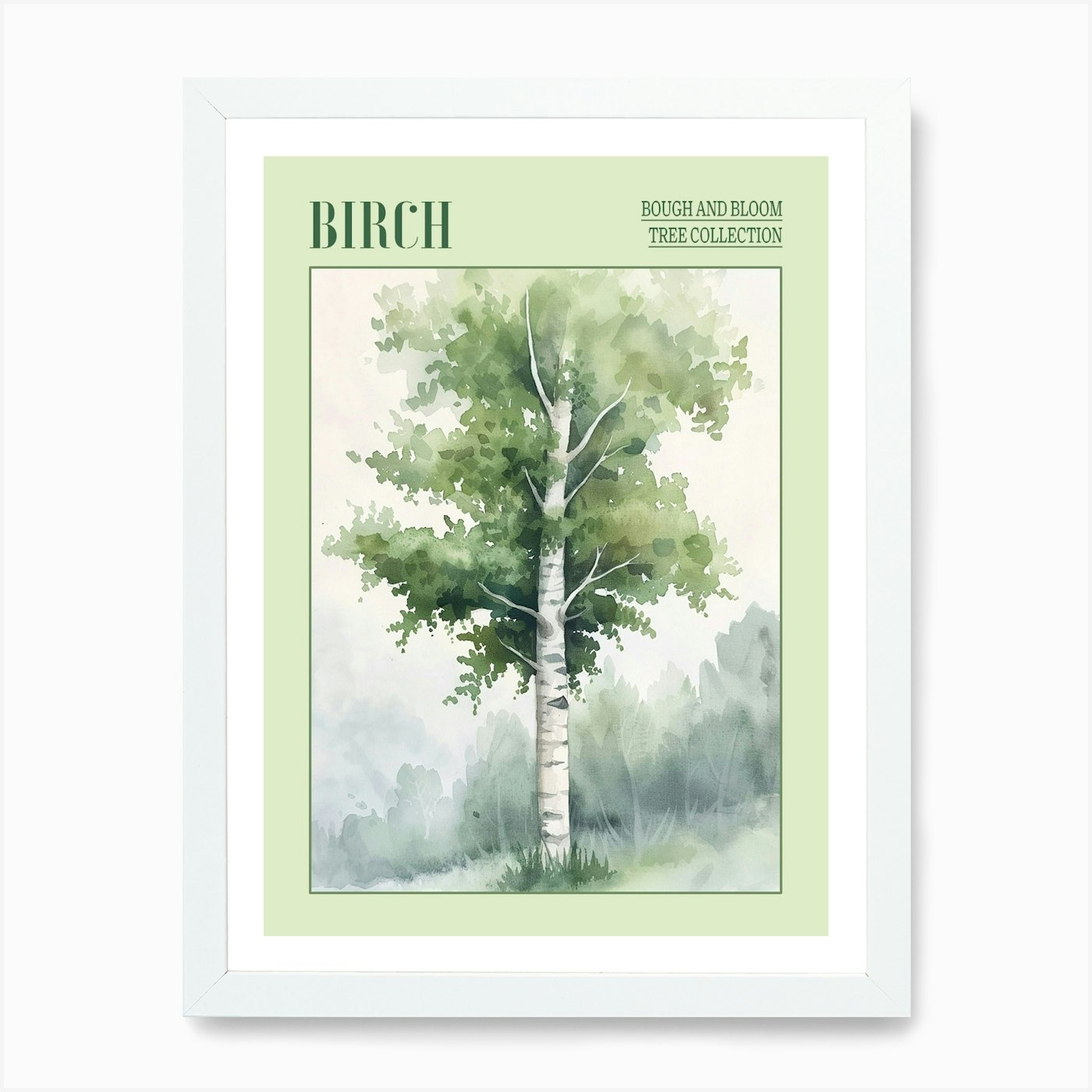 Birch Tree Atmospheric Watercolour Framed Wall Art Poster Canvas Print Picture - Picture 3 of 4