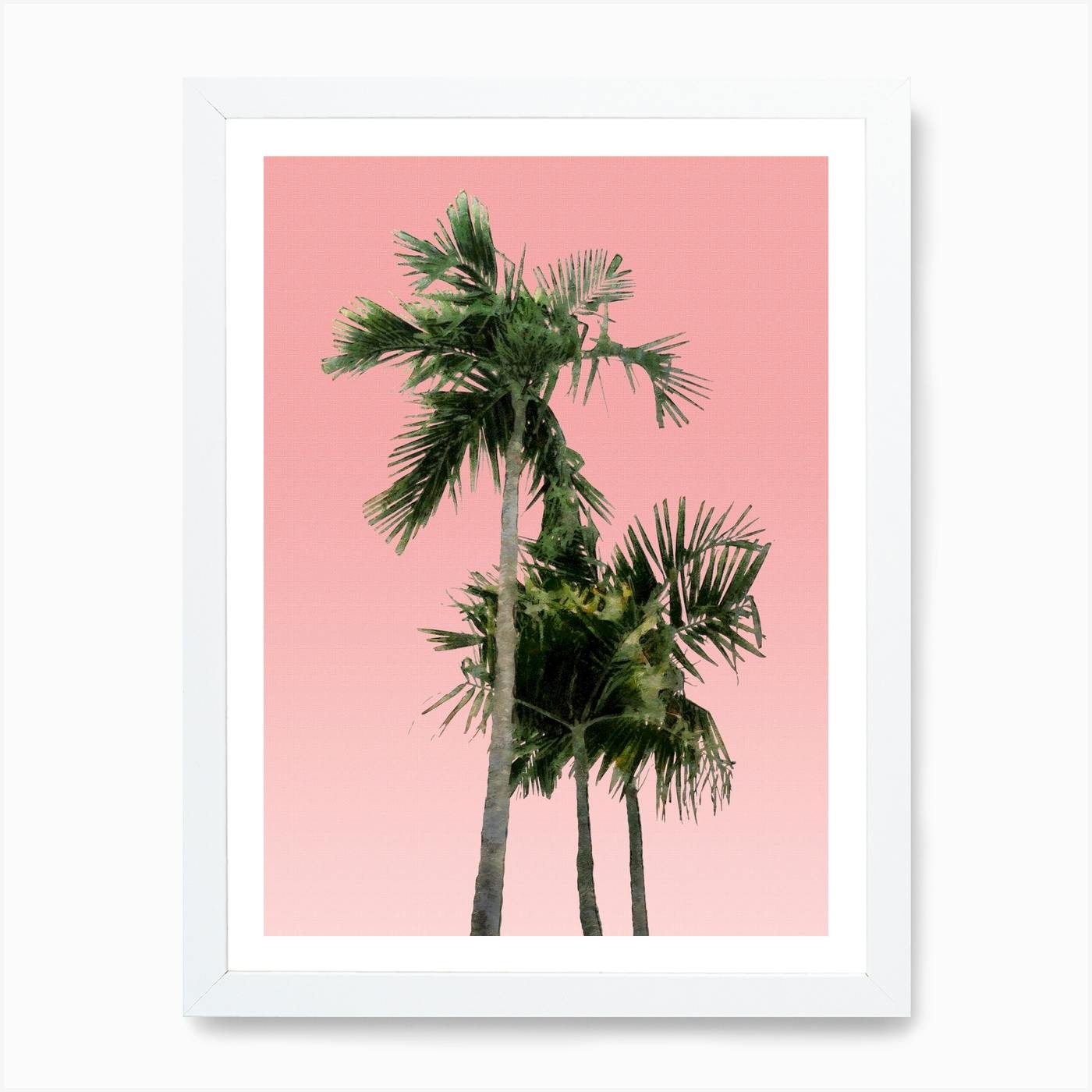 CANVAS WALL ART PRINT ARTWORK 30MM DEEP FRAME  Pink Black and white Palm Tree 