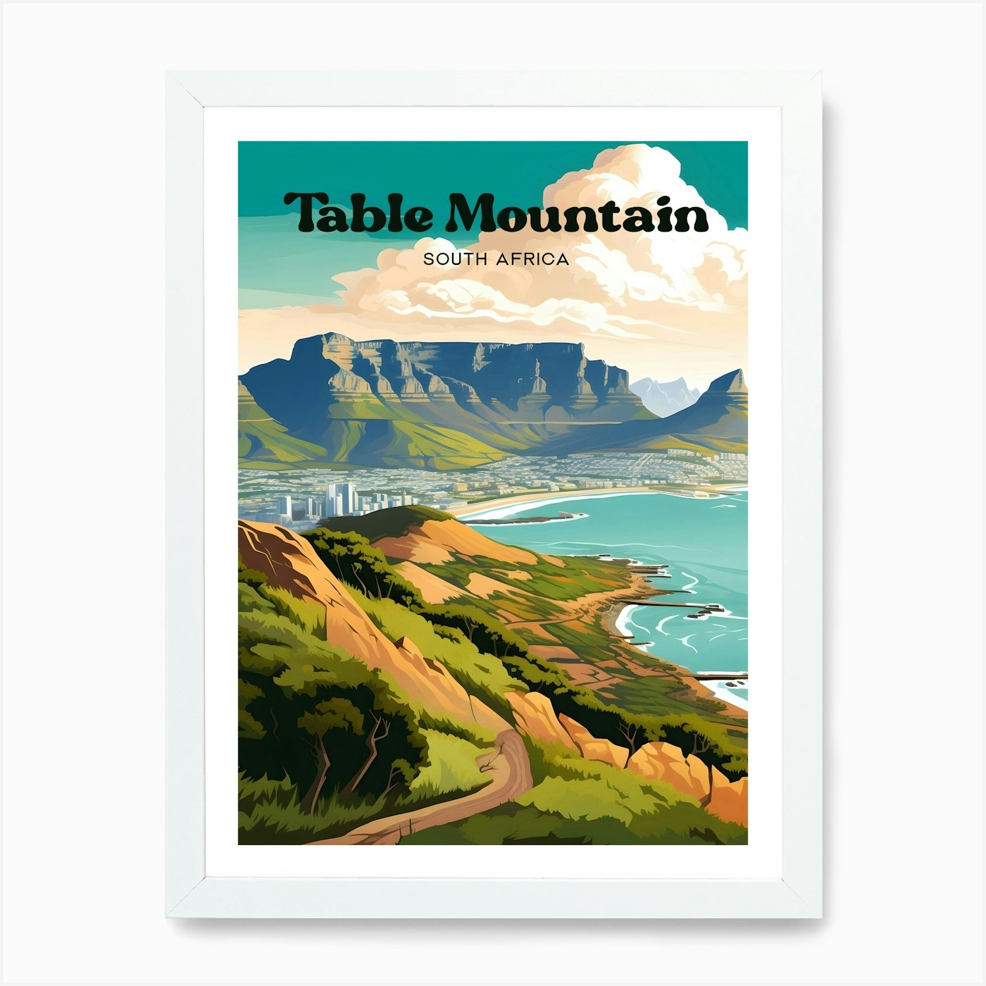 Tafelberg Südafrika Landsca gerahmtes Wandbild Poster Leinwanddruck Bild - Bild 3 von 4