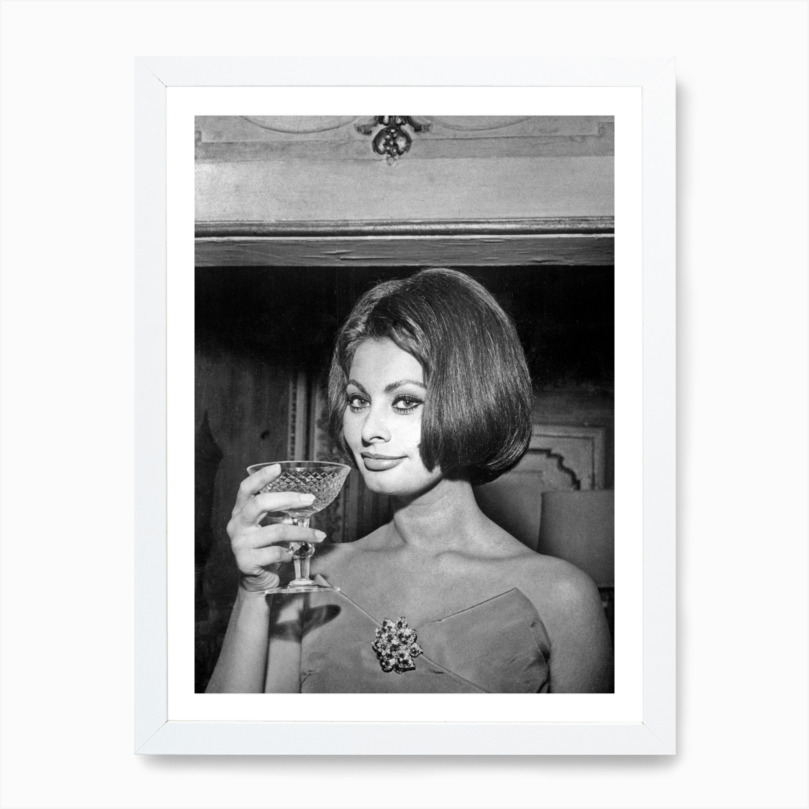 Póster de arte de pared enmarcado en Y nuevo Sophia Loren Apprets To Drink lienzo impresión cuadro - Imagen 3 de 4