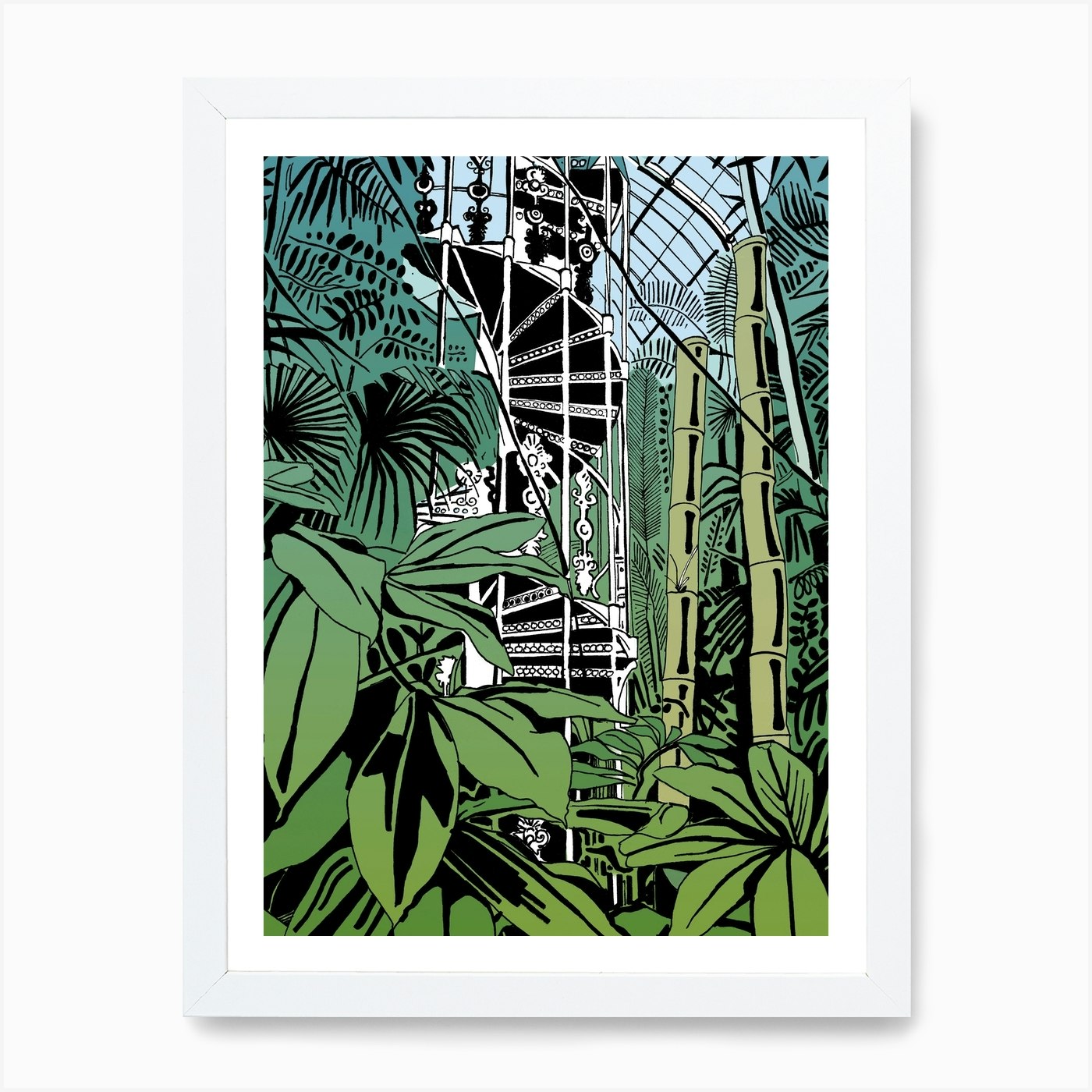 Kew Gardens Palm House Spiral Stair Framed Wall Art Poster Canvas Print Picture - Picture 3 of 4
