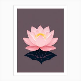 A Pink Lotus In Minimalist Style Vertical Composition 43 Art Print