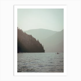 Kayakers On Lake Art Print