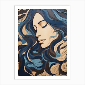 Blue Haired Woman 3 Art Print