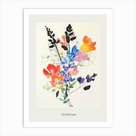 Aconitum Collage Flower Bouquet Poster Art Print