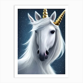 Unicorn With Golden Horns 1 Art Print