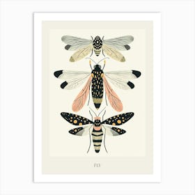 Colourful Insect Illustration Fly 3 Poster Art Print