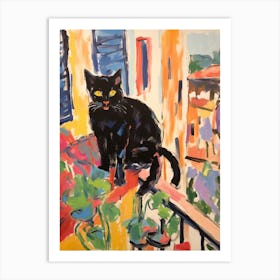 Painting Of A Cat In Siena Italy 1 Art Print