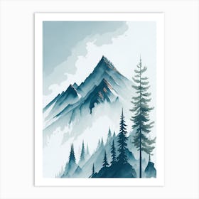 Mountain And Forest In Minimalist Watercolor Vertical Composition 243 Art Print