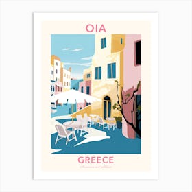 Oia, Greece, Flat Pastels Tones Illustration 4 Poster Art Print