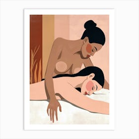 Two Naked Women Having A Massage Art Print