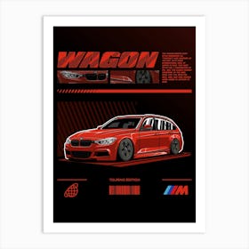 Bmw F31 Wagon Red Art Print