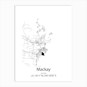 Mackay,Australia Minimalist Map Art Print