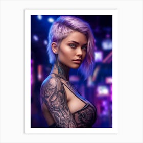 Blonde Cyberpunk Girl Art Print