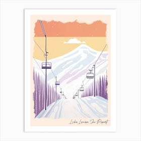 Poster Of Lake Louise Ski Resort   Alberta, Canada, Ski Resort Pastel Colours Illustration 3 Art Print