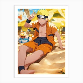 Naruto sitting at beach Art Print