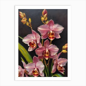 Cymbidium Orchids Oil Painting 1 Art Print