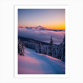 Naeba, Japan Sunrise Skiing Poster Art Print