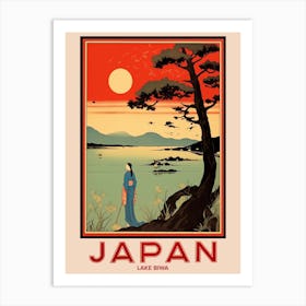 Lake Biwa, Visit Japan Vintage Travel Art 3 Art Print