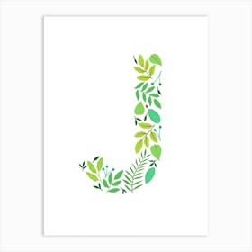 Leafy Letter J Art Print