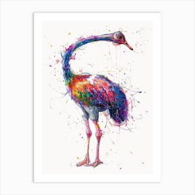 Ostrich Colourful Watercolour 2 Art Print