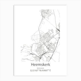 Heemskerk,Netherlands Minimalist Map Art Print