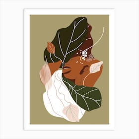 Abstract Woman With Leaves Art Print