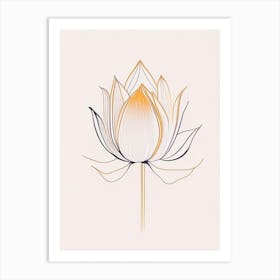 Sacred Lotus Minimal Line Drawing 3 Art Print