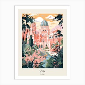 Petra, Jordan   Cute Botanical Illustration Travel Poster Art Print