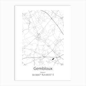 Gembloux,Belgium Minimalist Map Art Print