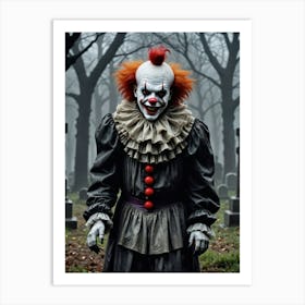 The Forgotten Harlequin of the Forest Spooky Clown Art Print