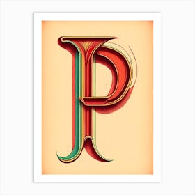 P, Letter, Alphabet Vintage Sketch 3 Art Print