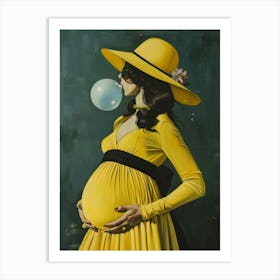 Pregnant Woman Blowing Bubbles 3 Art Print