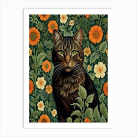 William Morris inspired cat print 11 Art Print