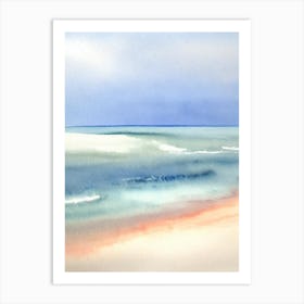 Beadnell Bay Beach, Northumberland Watercolour Art Print