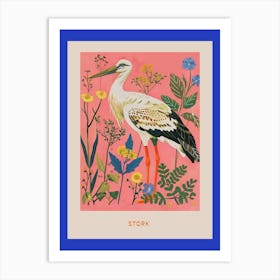 Spring Birds Poster Stork 3 Art Print