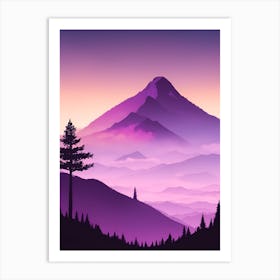 Misty Mountains Vertical Composition In Purple Tone 44 Art Print