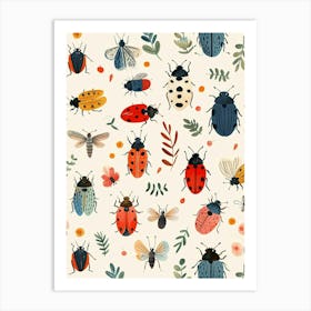 Colourful Insect Illustration Ladybug 16 Art Print